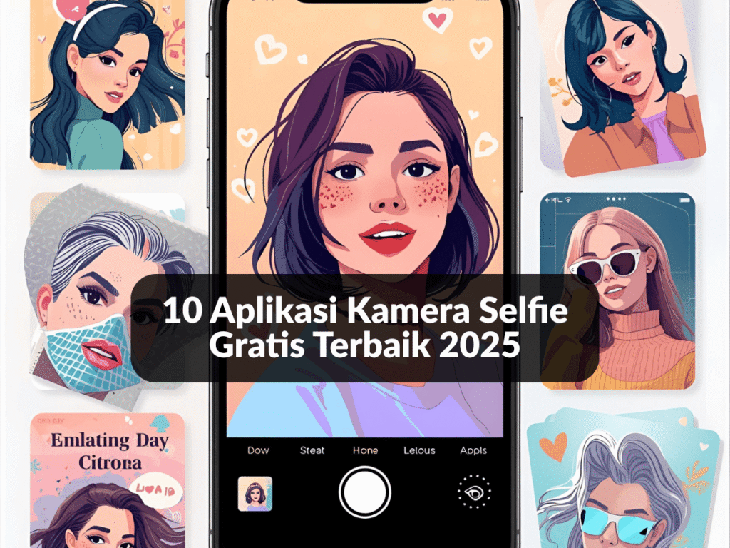 ilustrasi orang selfie dengan smartphone